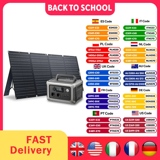 ALLPOWERS R600 Solar Generator with SolarPanel (Optional), 600W 299Wh LiFePO4 Portable Power Station with Solar Charger for Camp